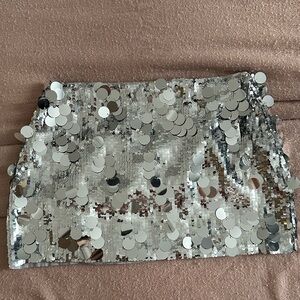 Guizio Silver Sequin Skirt